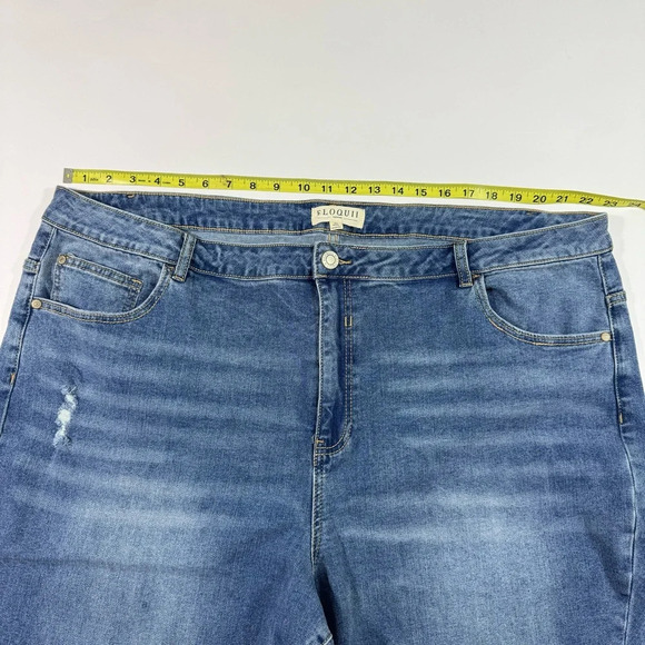Eloquii Naomi Flare Jeans Size 26 Ripped Knee - Picture 7 of 9